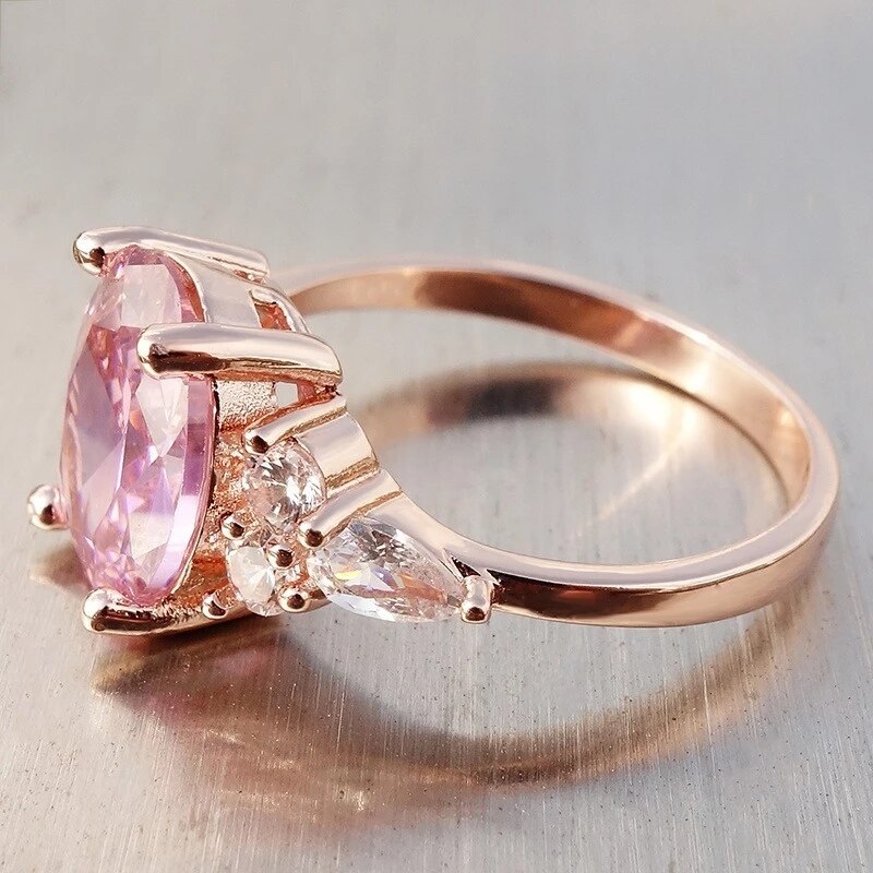 Pink Cubic Zirconia ring i rosa guld og sølv