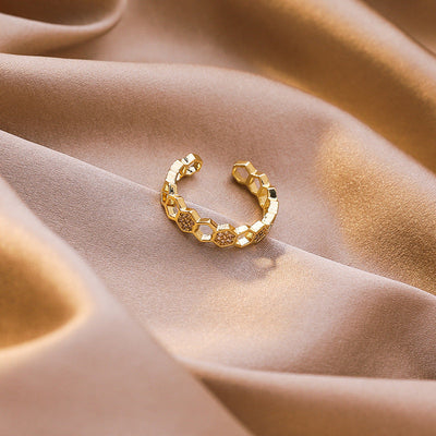 Justerbar guld Honeycomb ring