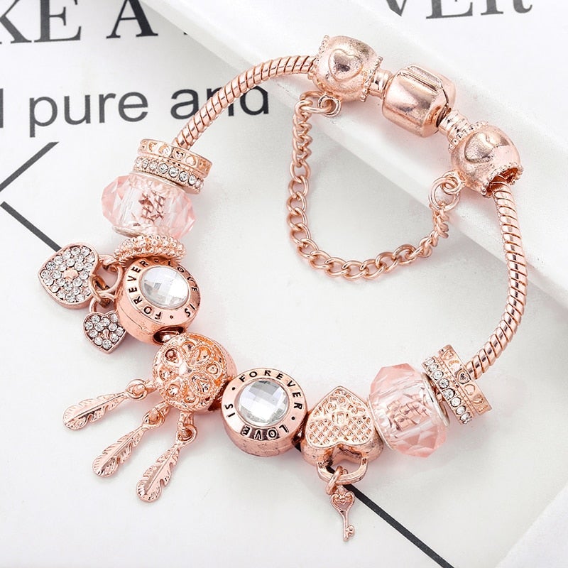 Rose Dreamcatcher Armbånd med Charms Inkluderet i Sterling Sølv