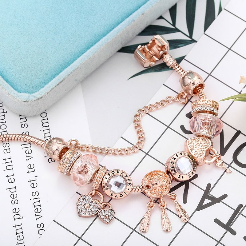 Rose Dreamcatcher Armbånd med Charms Inkluderet i Sterling Sølv