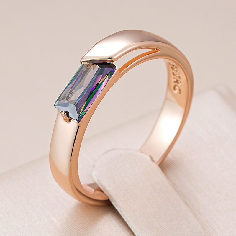 Multifarvet forgyldt zirkonia elegant ring