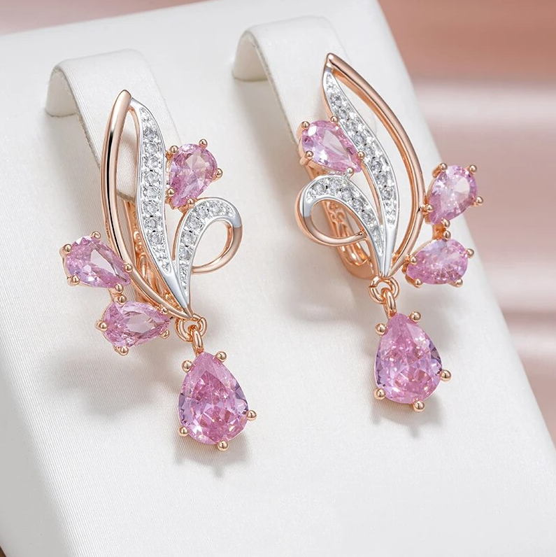 Elegante øreringe med pink zirkonia