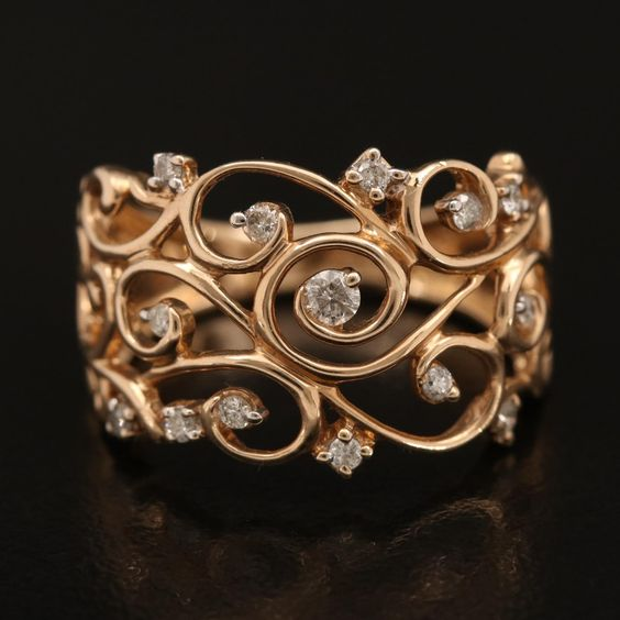 Vintage Ivy-ring med zirkonia i guld