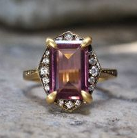 Vintage rose krystalring i guld