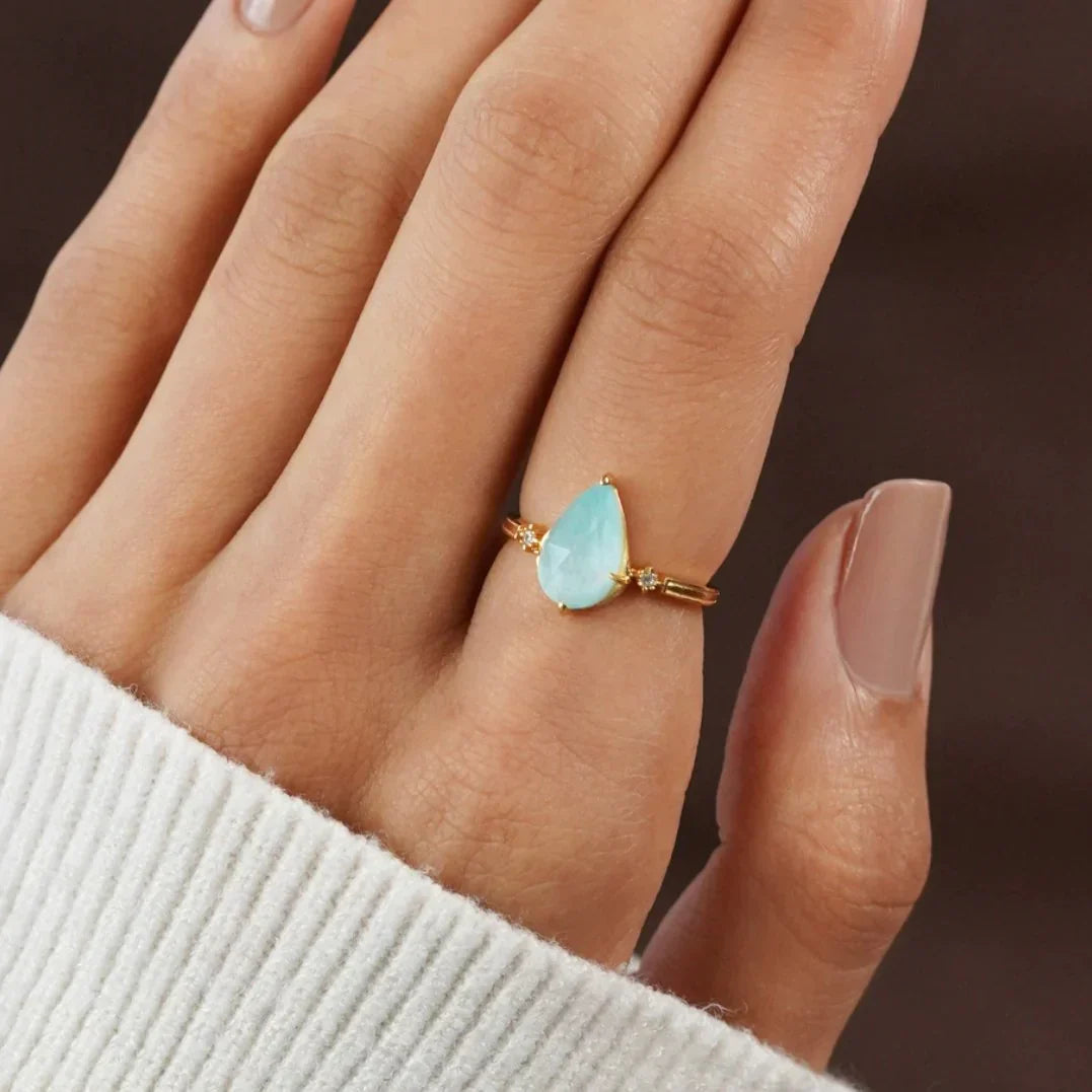 Ocean Blue Amazonit Krystal Ring